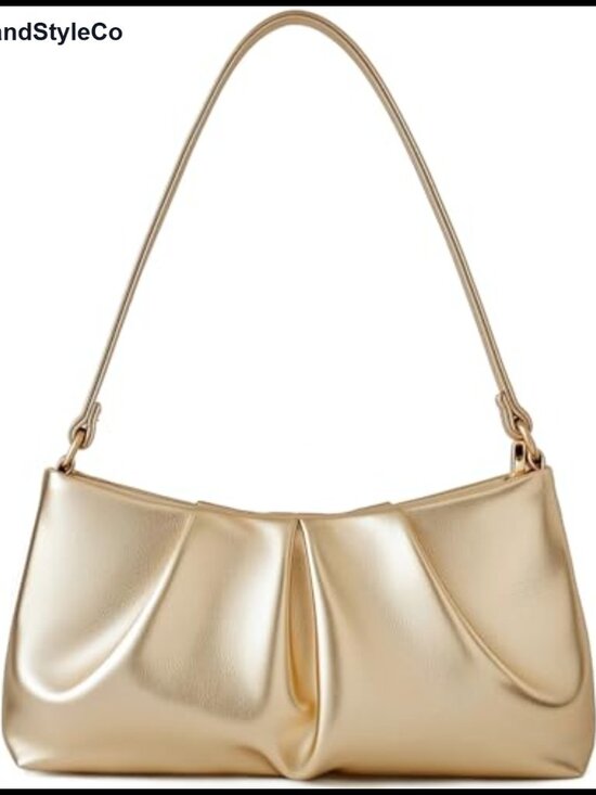 Handbags - PU Leather Evening Bag Ruched Clutch Purse Detachable Crossbody Women